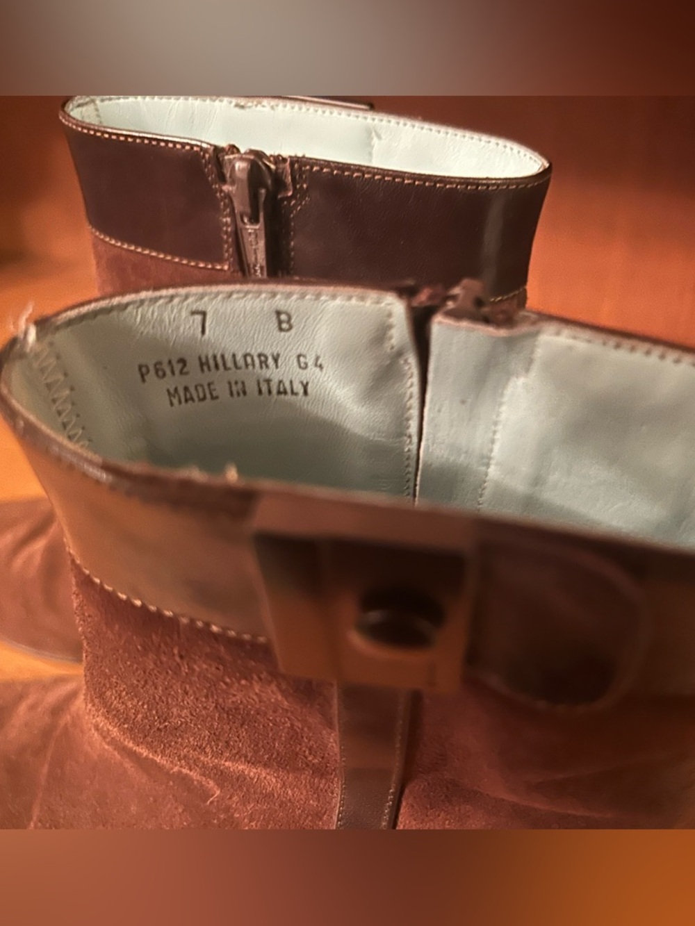 Coach Hillary style Women's Brown Suede Ankle Boots - Classic Zip & Block Heel, - Picture 3 of 6